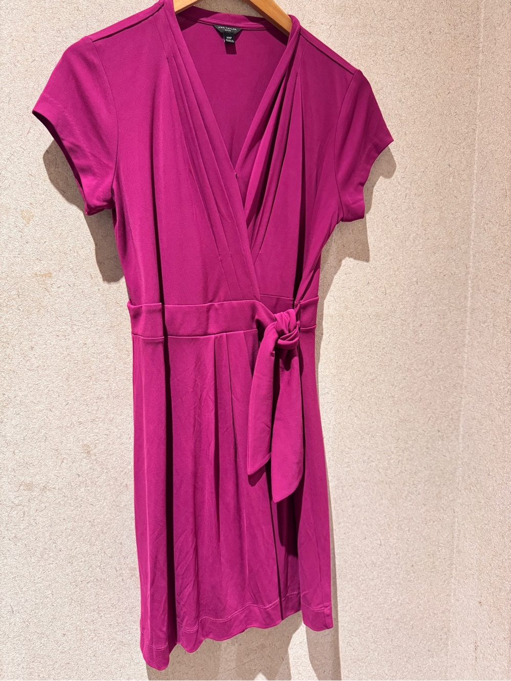 Ann Taylor Wrap-Style Midi Dress in Fuchsia